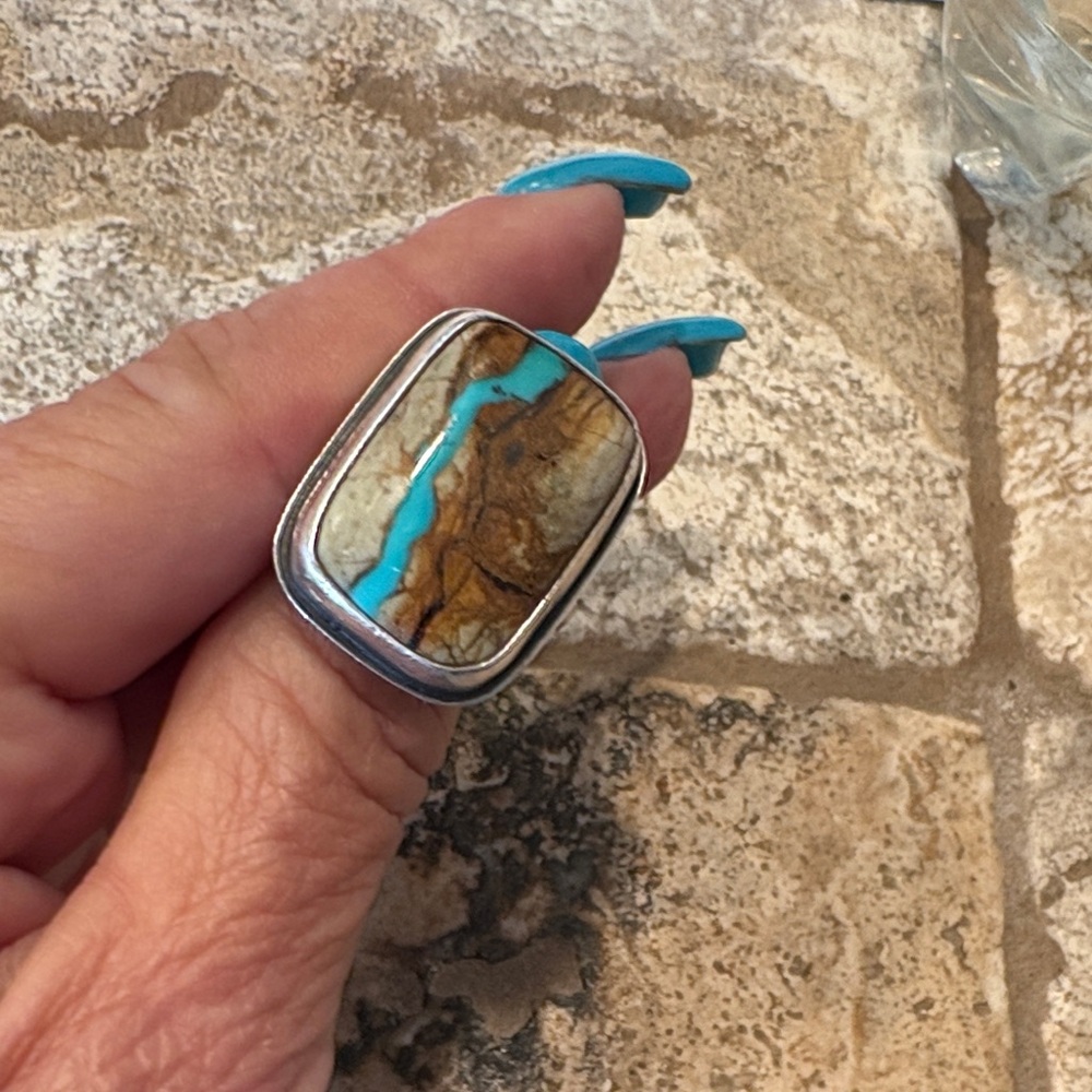 Silver And Turquoise Statement Ring - image 1